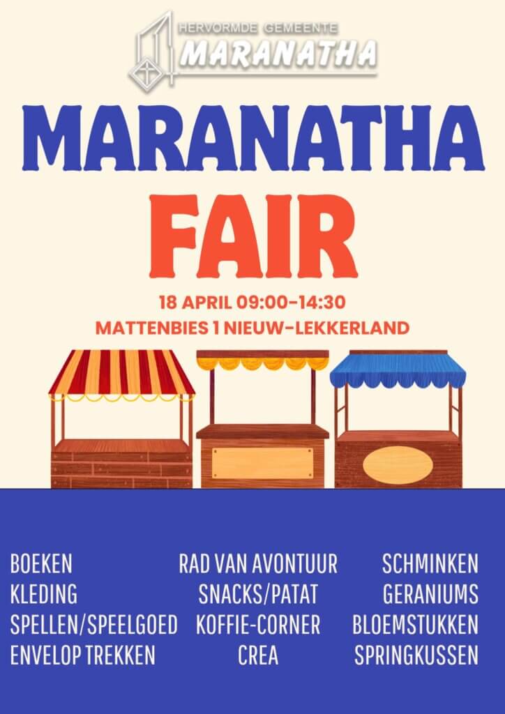 Maranatha Fair op 18 april in Nieuw-Lekkerland